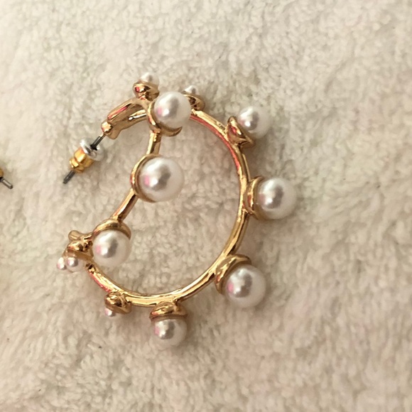 Double Hoop Pearl Earrings - Picture 10 of 10